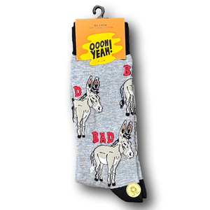 3/$18 "Bad Ass" Donkeys Funny Novelty Crew Socks - NWT
